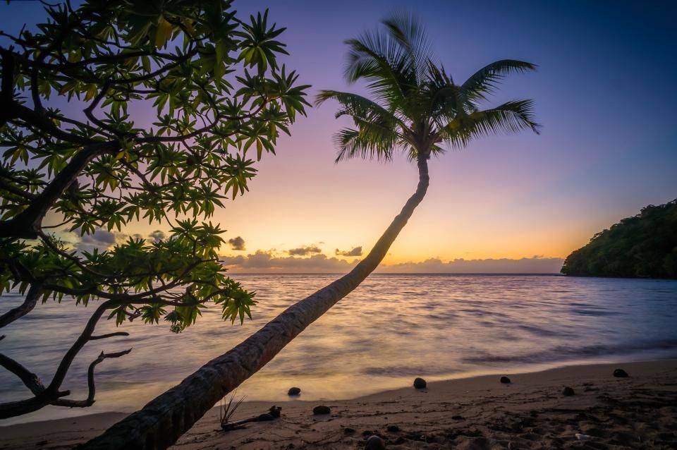 The beach and the water beyond it